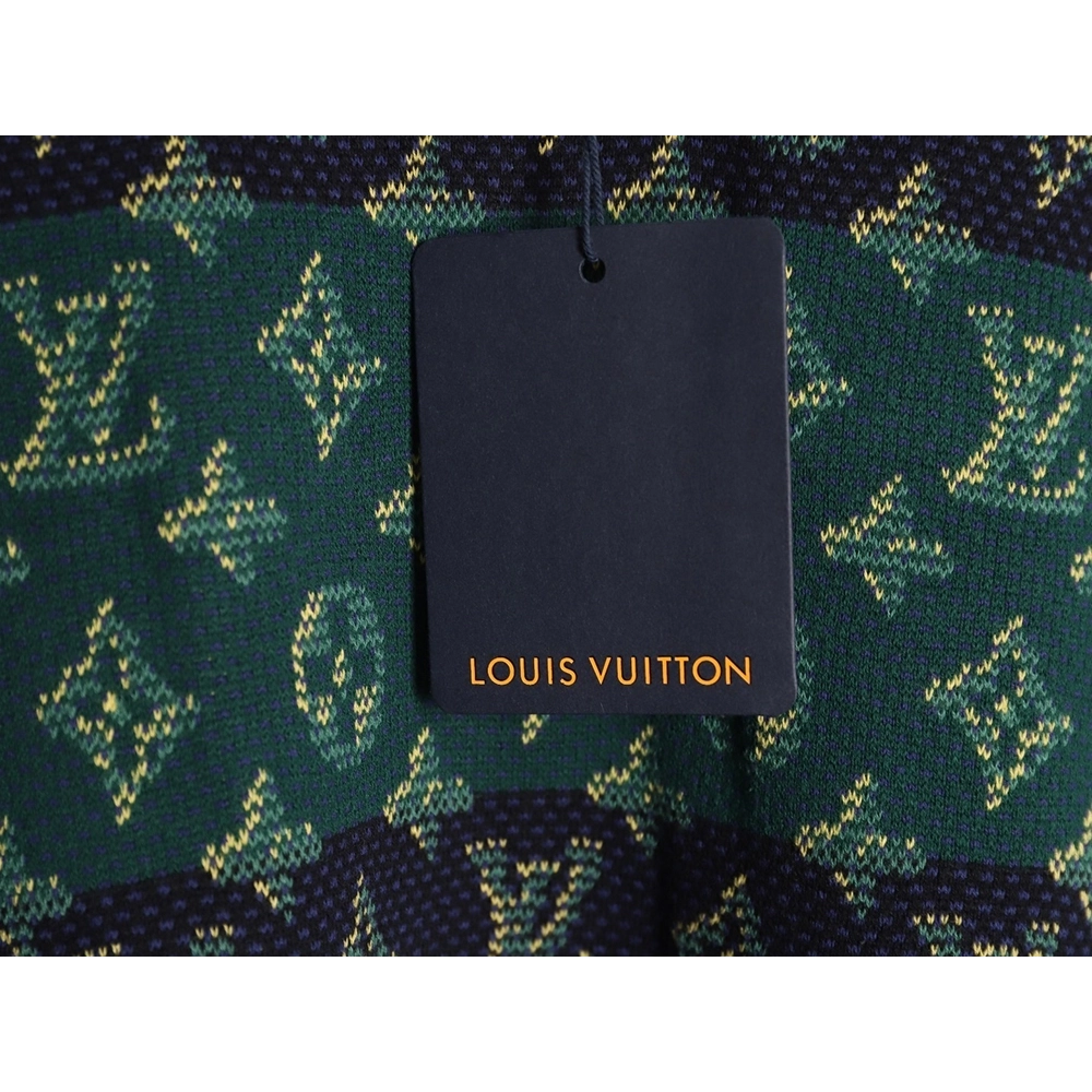 Louis Vuitton Contrast Jacquard Knit Short-Sleeve,Louis Vuitton