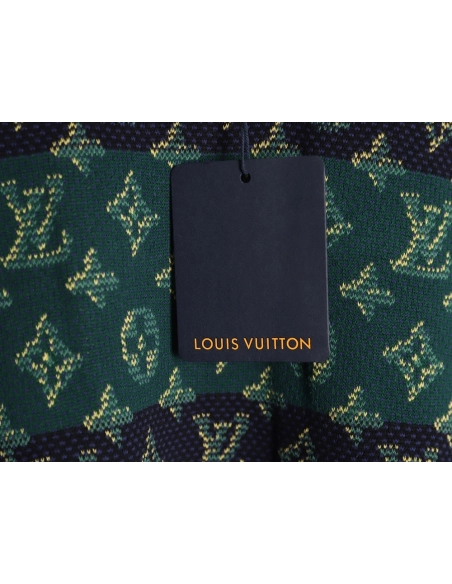 Louis Vuitton Contrast Jacquard Knit Short-Sleeve,Louis Vuitton