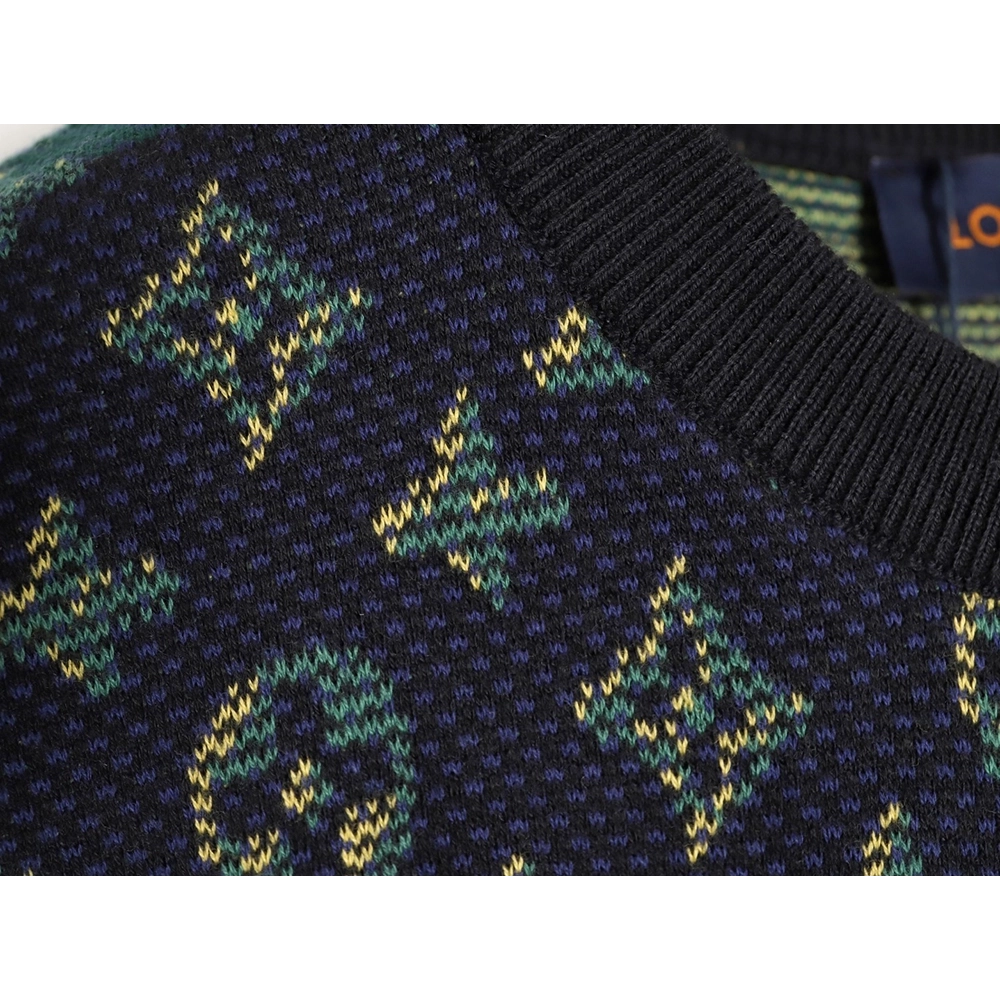 Louis Vuitton Contrast Jacquard Knit Short-Sleeve,Louis Vuitton