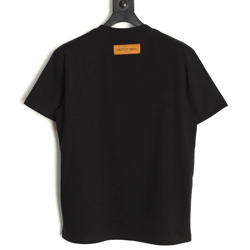 Louis Vuitton Embroidered Galloping Horse Logo Short-Sleeve T-Shirt T-Shirt TSK1,Louis Vuitton