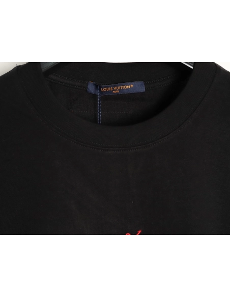 Louis Vuitton Embroidered Galloping Horse Logo Short-Sleeve T-Shirt T-Shirt TSK1,Louis Vuitton