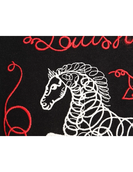 Louis Vuitton Embroidered Galloping Horse Logo Short-Sleeve T-Shirt T-Shirt TSK1,Louis Vuitton