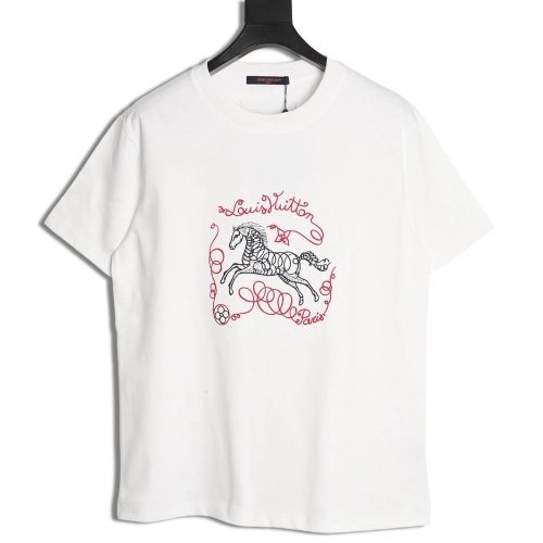 Louis Vuitton Embroidered Galloping Horse Logo Short-Sleeve T-Shirt,Louis Vuitton