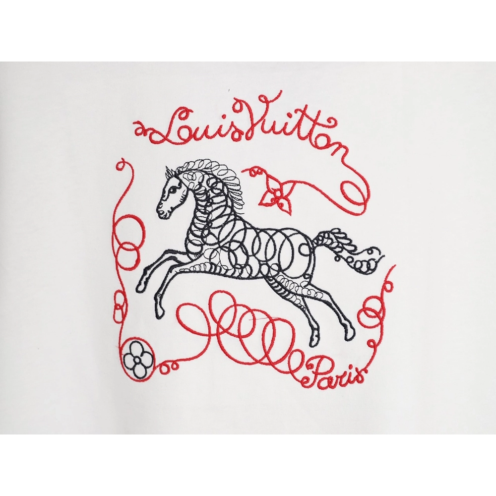 Louis Vuitton Embroidered Galloping Horse Logo Short-Sleeve T-Shirt,Louis Vuitton