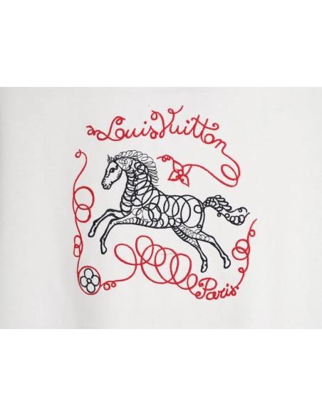 Louis Vuitton Embroidered Galloping Horse Logo Short-Sleeve T-Shirt,Louis Vuitton