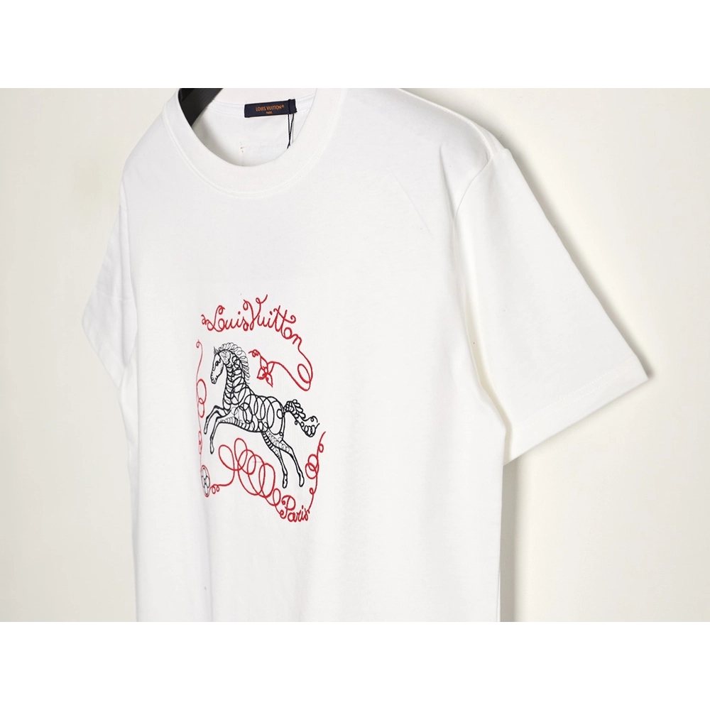 Louis Vuitton Embroidered Galloping Horse Logo Short-Sleeve T-Shirt,Louis Vuitton