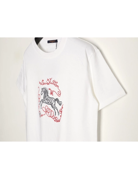 Louis Vuitton Embroidered Galloping Horse Logo Short-Sleeve T-Shirt,Louis Vuitton