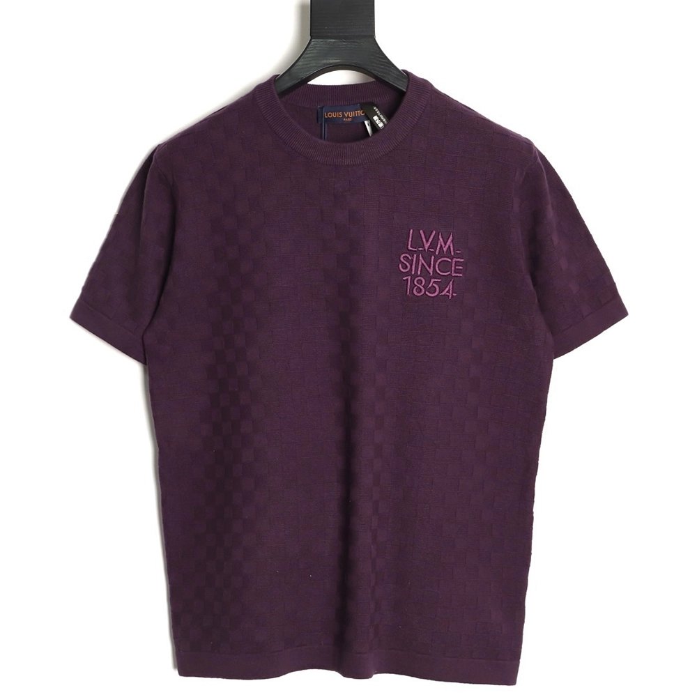 Louis Vuitton monogram embroidered checkered jacquard short-sleeved shirt,Louis Vuitton