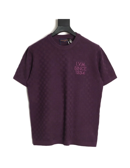 Louis Vuitton monogram embroidered checkered jacquard short-sleeved shirt,Louis Vuitton