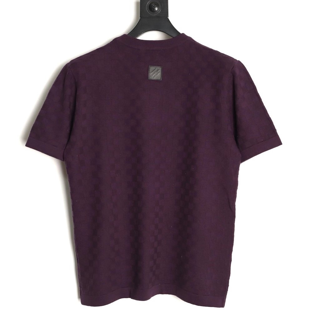 Louis Vuitton monogram embroidered checkered jacquard short-sleeved shirt,Louis Vuitton
