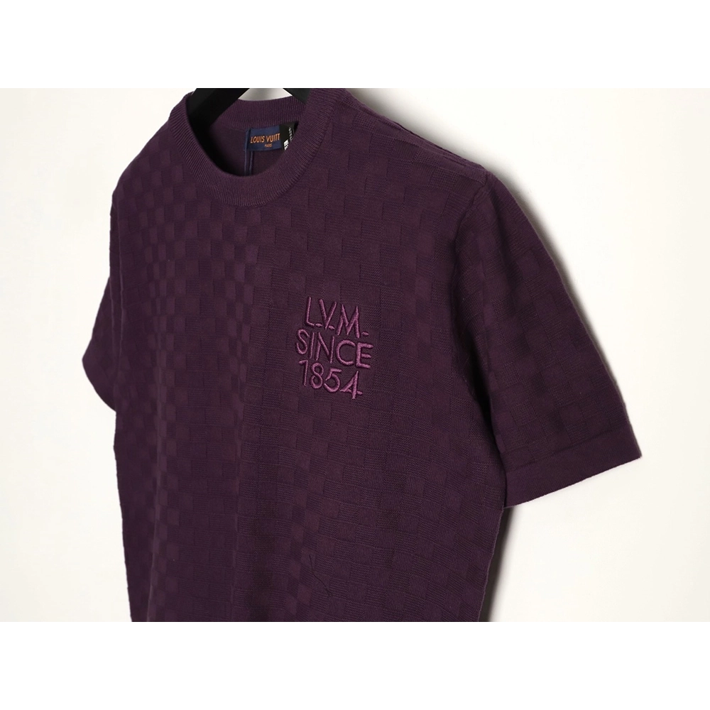 Louis Vuitton monogram embroidered checkered jacquard short-sleeved shirt,Louis Vuitton