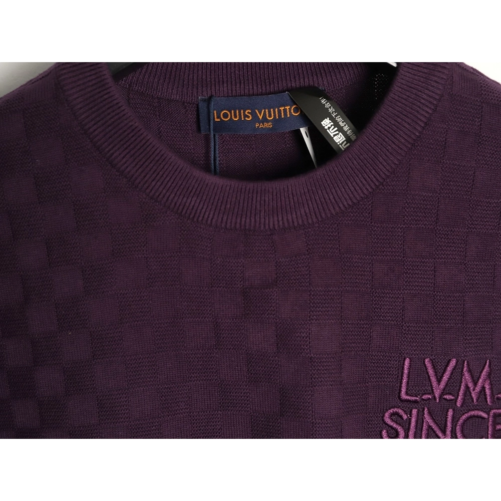Louis Vuitton monogram embroidered checkered jacquard short-sleeved shirt,Louis Vuitton