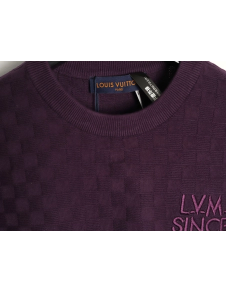 Louis Vuitton monogram embroidered checkered jacquard short-sleeved shirt,Louis Vuitton