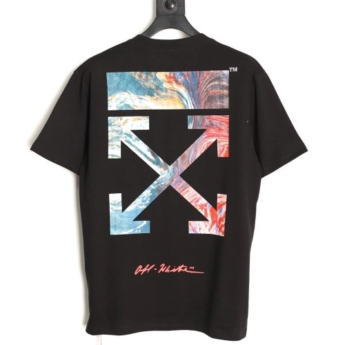 Off-White Cloud Oil Painting Print Short-Sleeve T-Shirt,Off White