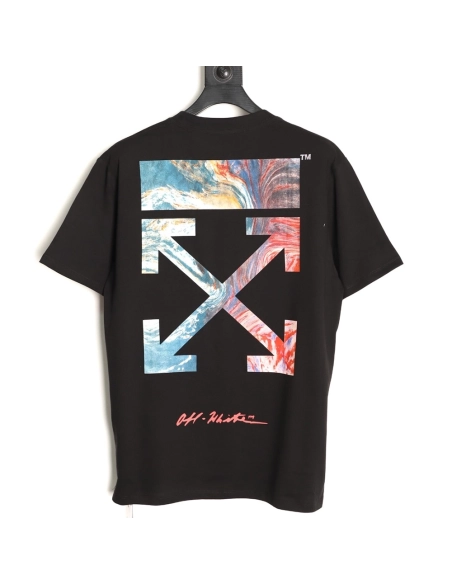 Off-White Cloud Oil Painting Print Short-Sleeve T-Shirt,Off White