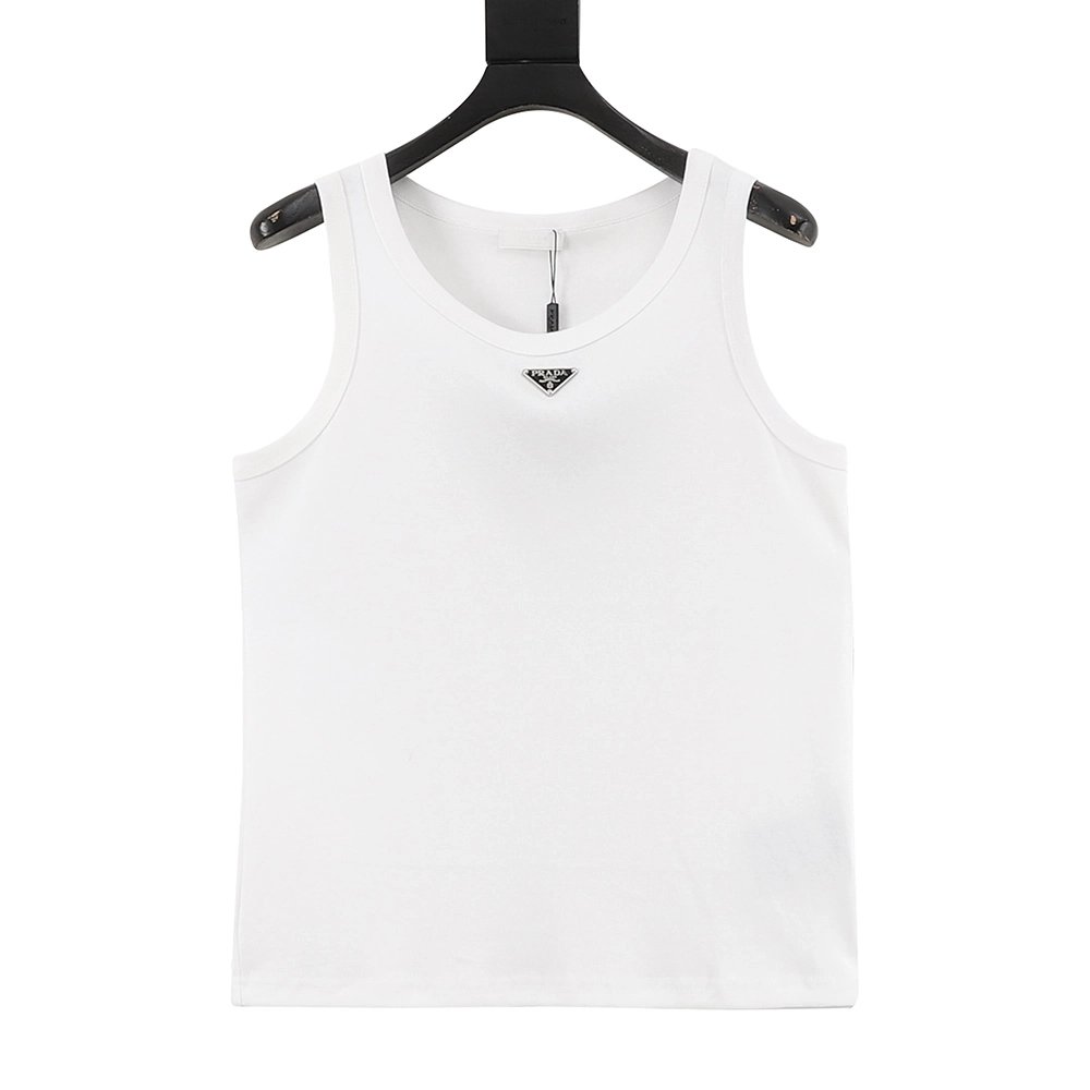 Prada enamel triangle logo sleeveless vest,Prada