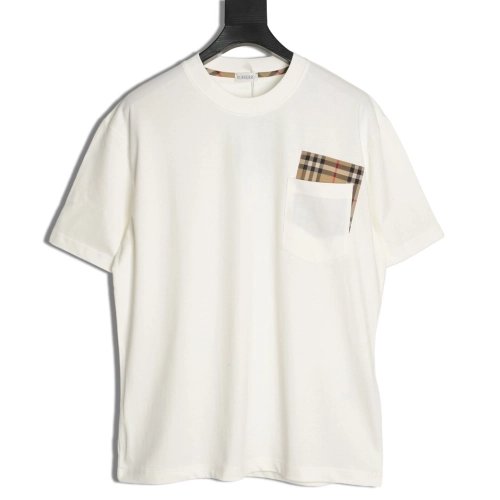 Burberry Plaid Overlapping Pocket Short-Sleeve T-Shirt,Burberry