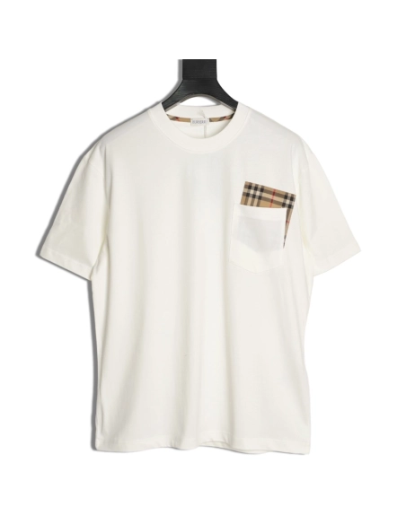 Burberry Plaid Overlapping Pocket Short-Sleeve T-Shirt,Burberry