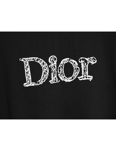 Dior 3D Sketch-Style Letter Embroidery Short-Sleeve T-Shirt TSK1,Dior