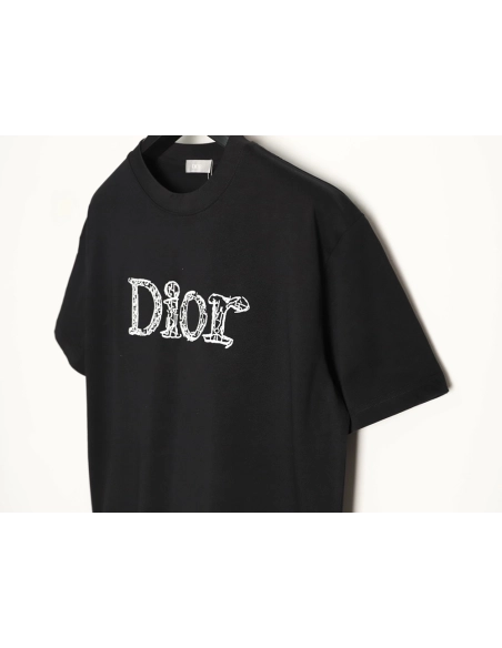 Dior 3D Sketch-Style Letter Embroidery Short-Sleeve T-Shirt TSK1,Dior