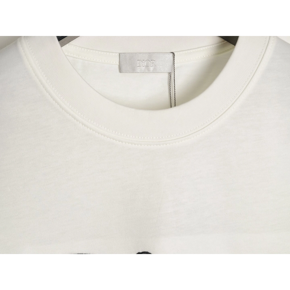 Dior 3D Sketch-Style Letter Embroidery Short-Sleeve T-Shirt,Dior