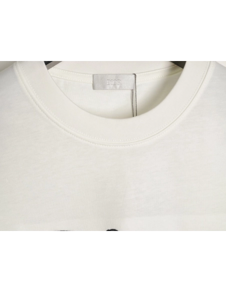 Dior 3D Sketch-Style Letter Embroidery Short-Sleeve T-Shirt,Dior