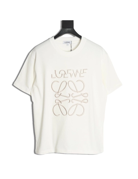 Loewe misaligned logo 3D embroidered short-sleeved shirt,Loewe