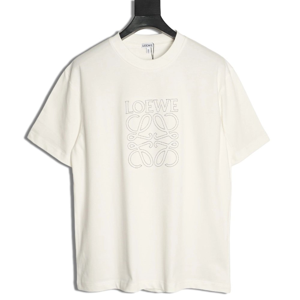 Loewe rice needle embroidery short sleeve,Loewe