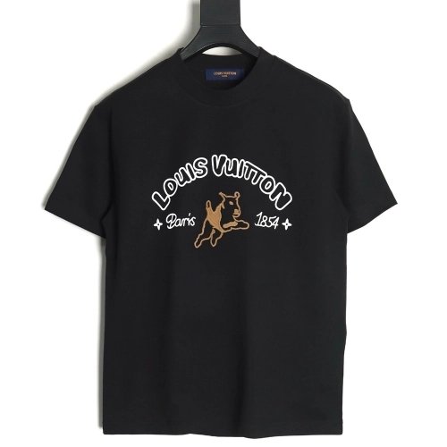 Louis Vuitton 1854 Puppy Embroidery Short-Sleeve T-Shirt,Louis Vuitton