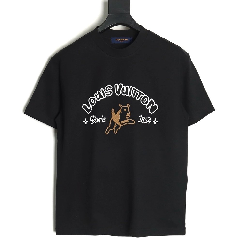 Louis Vuitton 1854 Puppy Embroidery Short-Sleeve T-Shirt,Louis Vuitton