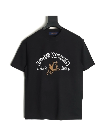 Louis Vuitton 1854 Puppy Embroidery Short-Sleeve T-Shirt,Louis Vuitton