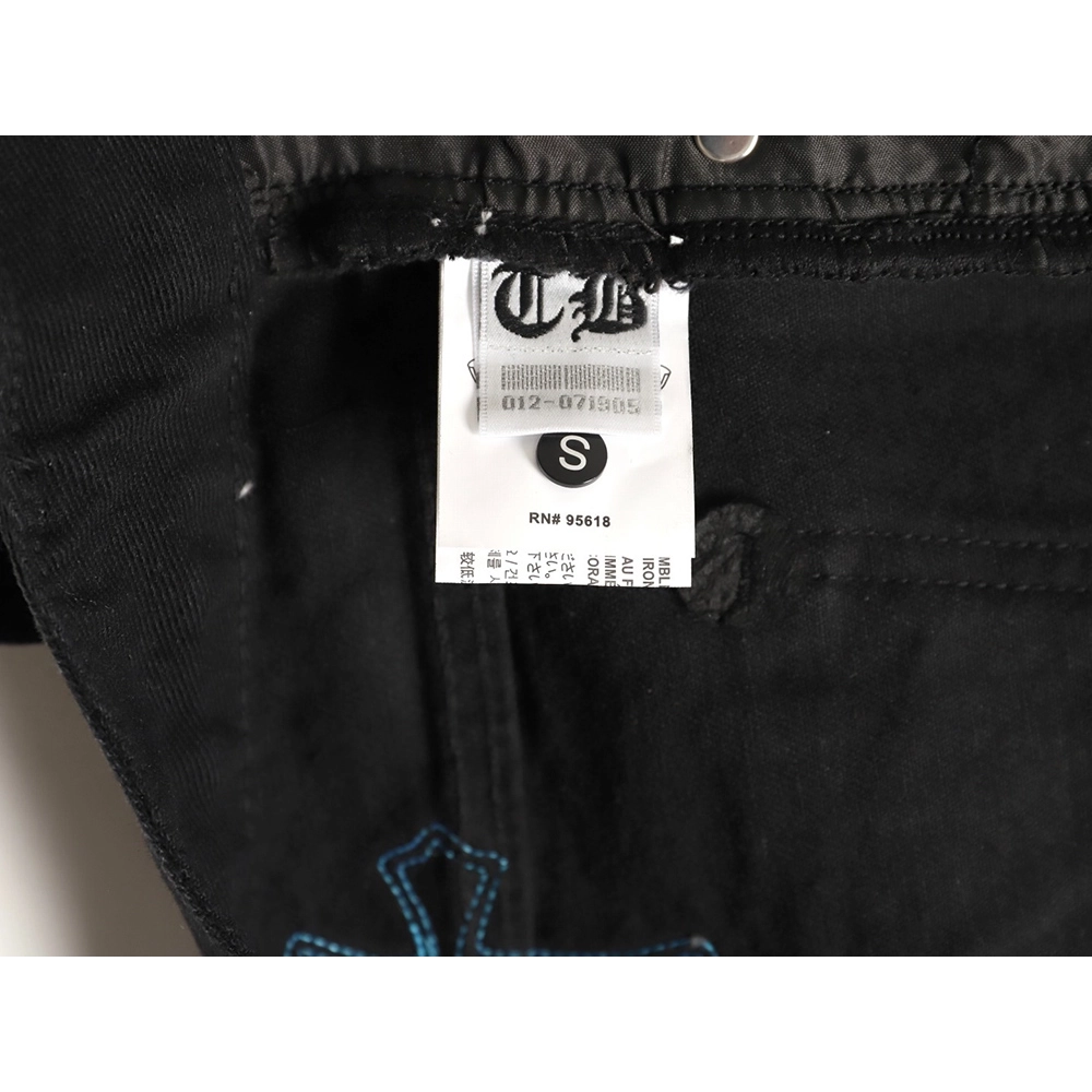 Chrome Hearts Cross Embroidered Washed Jeans,Chrome Hearts
