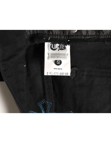 Chrome Hearts Cross Embroidered Washed Jeans,Chrome Hearts
