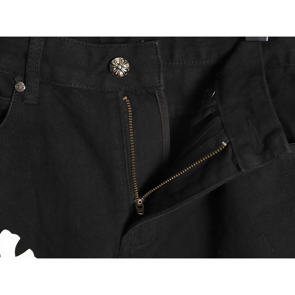 Chrome Hearts Cross Embroidered Washed Jeans,Chrome Hearts