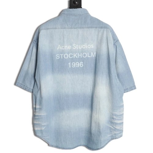 Acne Studios 1996 Logo Distressed Short-Sleeve Shirt,Acne Studios