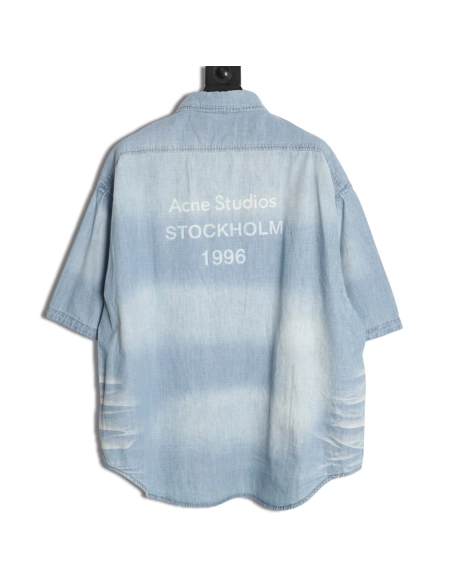 Acne Studios 1996 Logo Distressed Short-Sleeve Shirt,Acne Studios