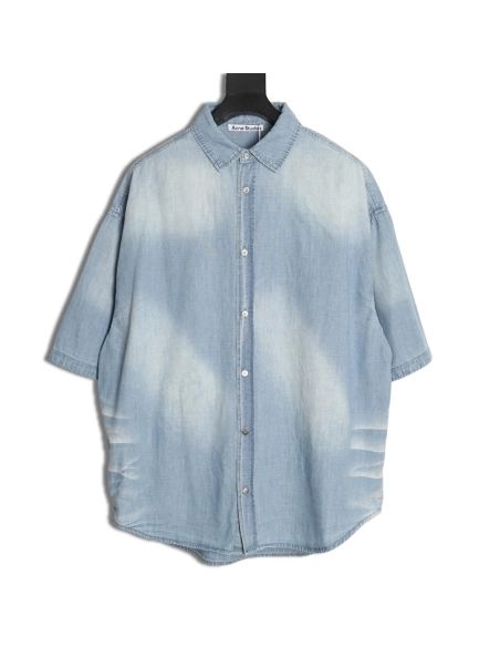 Acne Studios 1996 Logo Distressed Short-Sleeve Shirt,Acne Studios