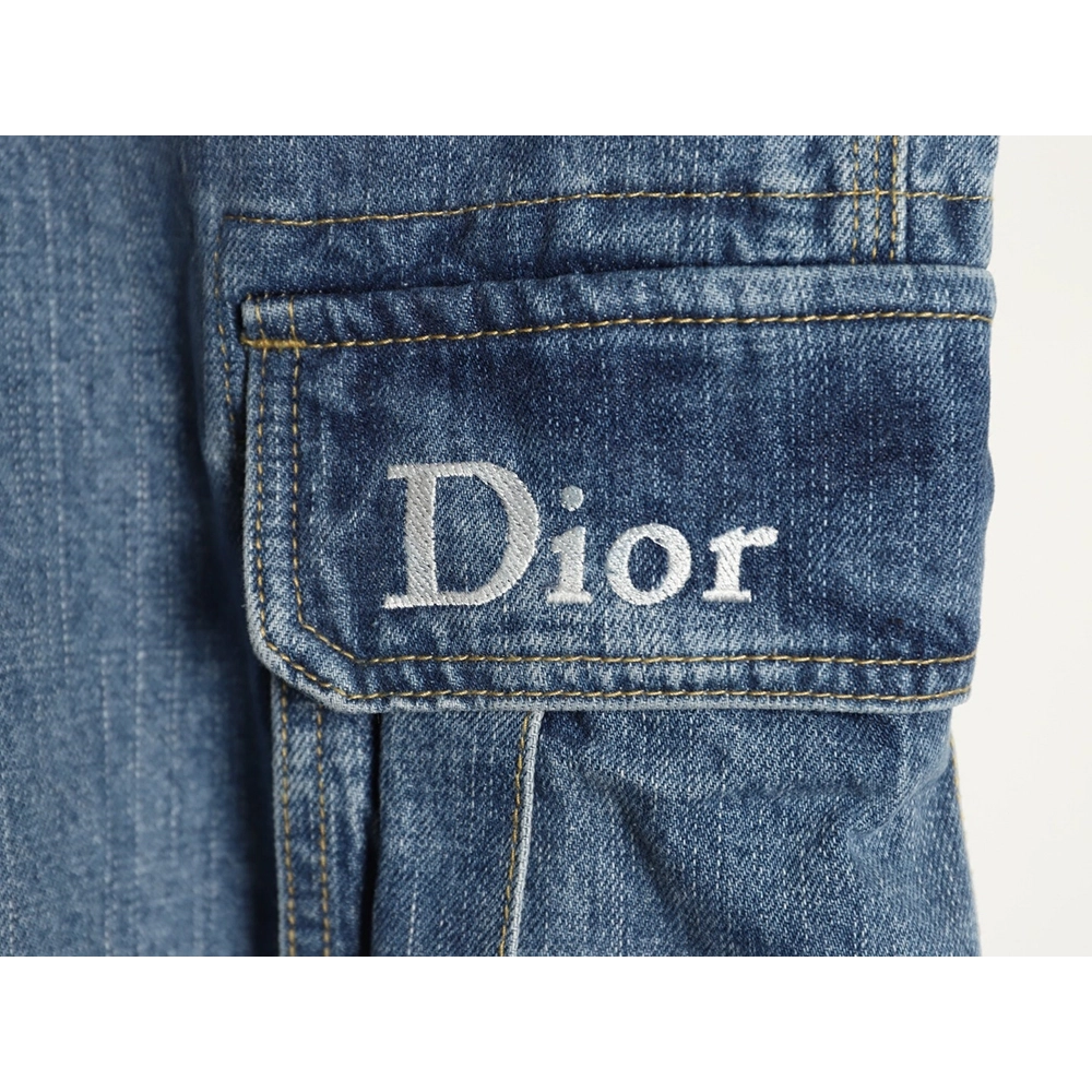 Dior Embroidered Pocket Cargo Denim Trousers,Dior