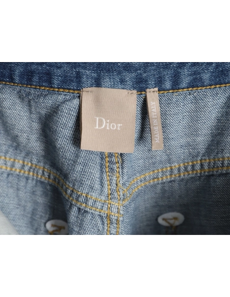 Dior Embroidered Pocket Cargo Denim Trousers,Dior