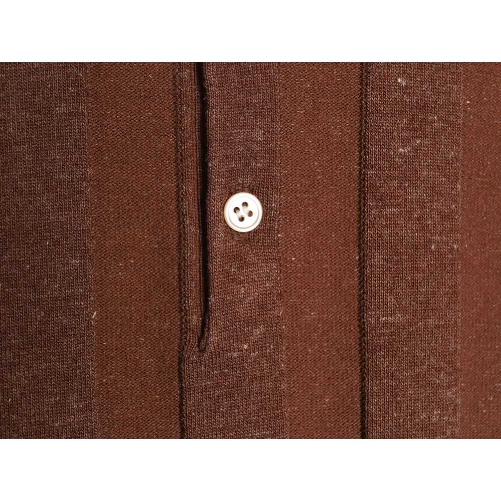 Brunello Cucinelli Striped-Collar Ribbed Cotton-Linen Knit Short-Sleeve Polo Shirt,Brunello Cucinelli