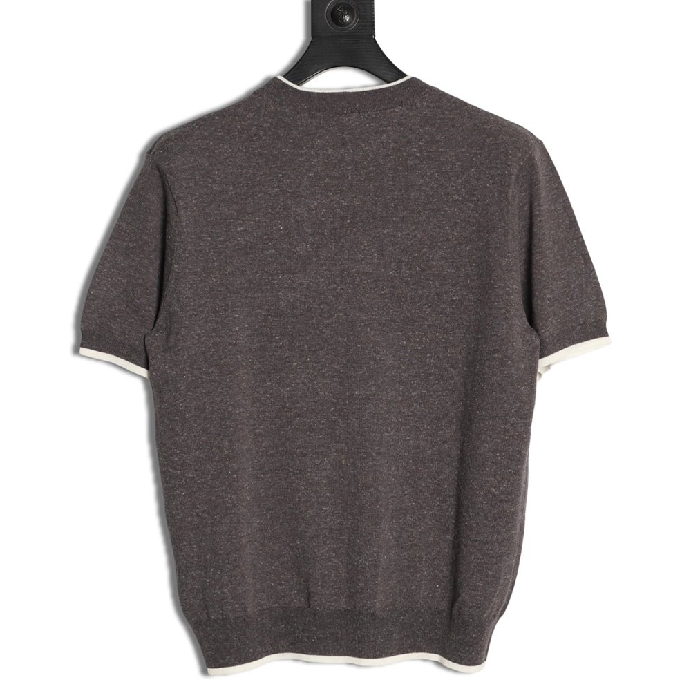 Brunello Cucinelli Layered Faux Two-Piece Knit Short-Sleeve T-Shirt TSK2,Brunello Cucinelli