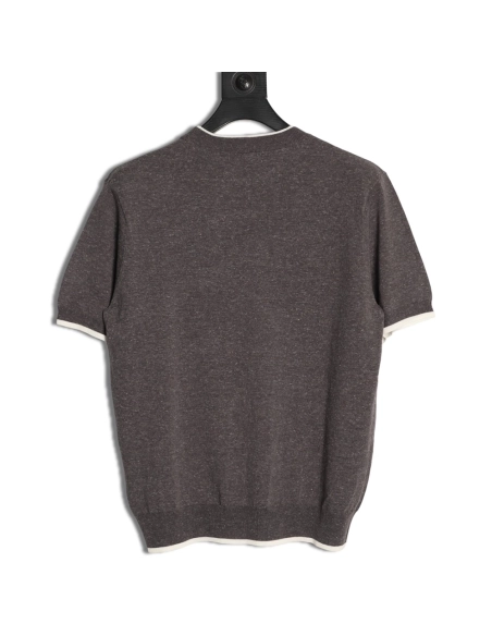Brunello Cucinelli Layered Faux Two-Piece Knit Short-Sleeve T-Shirt TSK2,Brunello Cucinelli