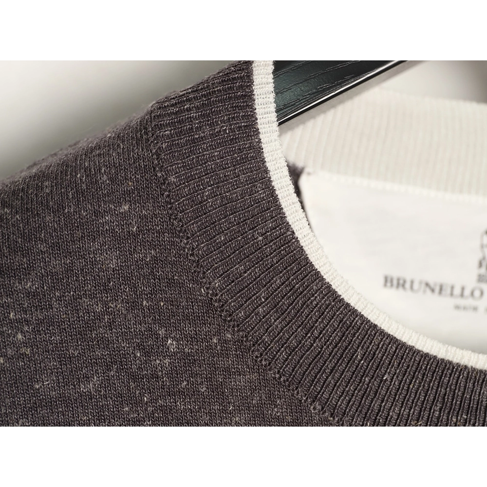 Brunello Cucinelli Layered Faux Two-Piece Knit Short-Sleeve T-Shirt TSK2,Brunello Cucinelli