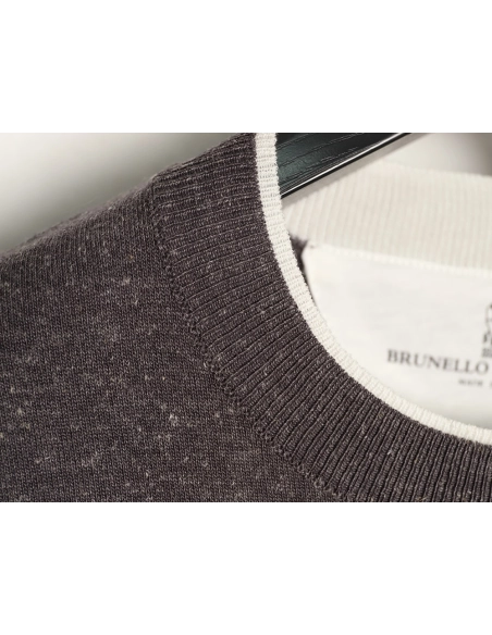 Brunello Cucinelli Layered Faux Two-Piece Knit Short-Sleeve T-Shirt TSK2,Brunello Cucinelli