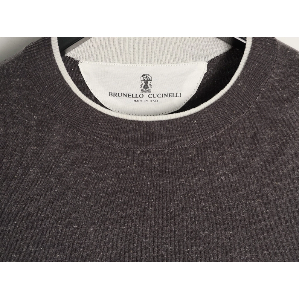 Brunello Cucinelli Layered Faux Two-Piece Knit Short-Sleeve T-Shirt TSK2,Brunello Cucinelli