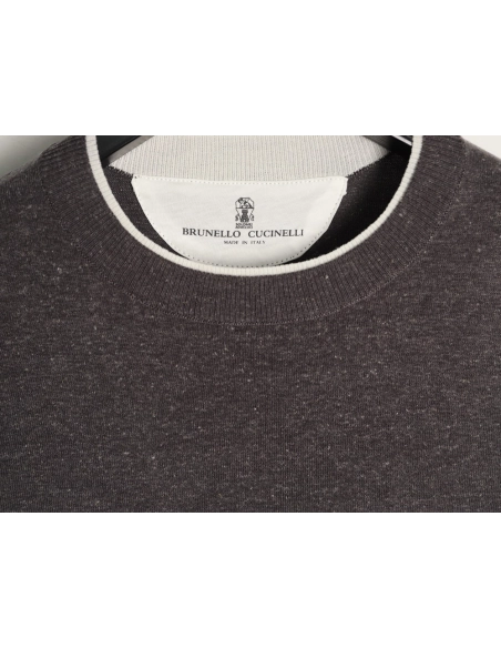 Brunello Cucinelli Layered Faux Two-Piece Knit Short-Sleeve T-Shirt TSK2,Brunello Cucinelli