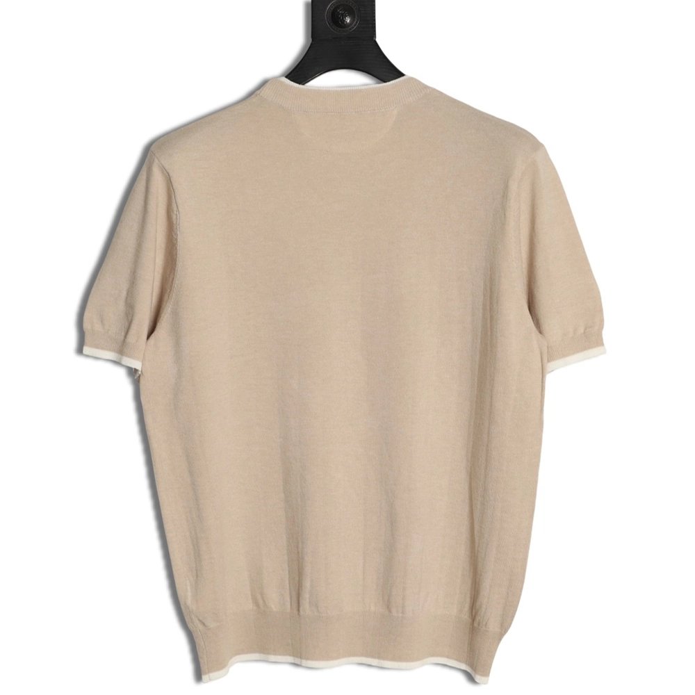 Brunello Cucinelli Layered Faux Two-Piece Knit Short-Sleeve T-Shirt TSK1,Brunello Cucinelli