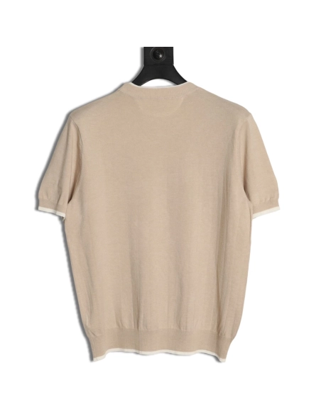 Brunello Cucinelli Layered Faux Two-Piece Knit Short-Sleeve T-Shirt TSK1,Brunello Cucinelli