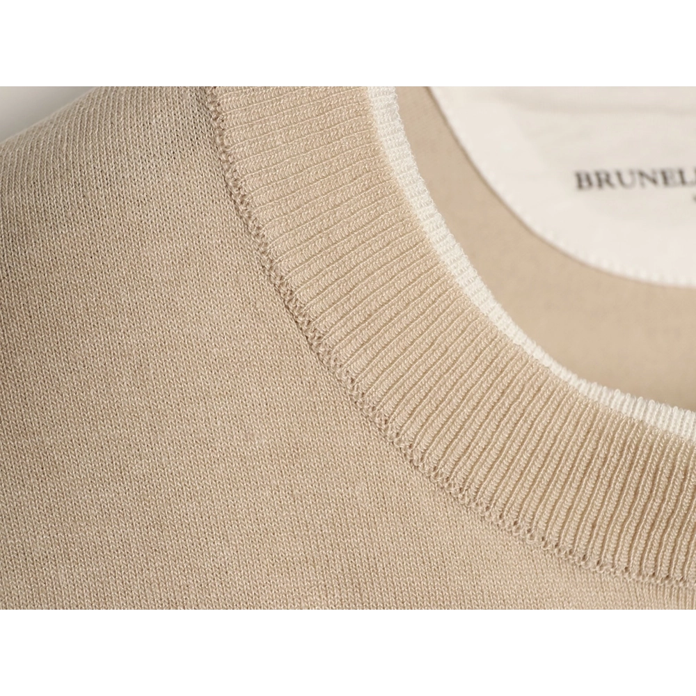 Brunello Cucinelli Layered Faux Two-Piece Knit Short-Sleeve T-Shirt TSK1,Brunello Cucinelli