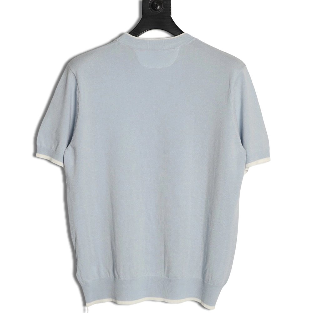 Brunello Cucinelli Layered Faux Two-Piece Knit Short-Sleeve T-Shirt,Brunello Cucinelli